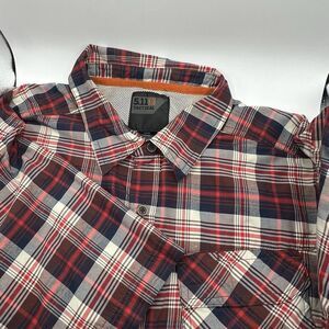 5.11 Tactical Shirt Mens Large Red Plaid Snap Button Up Outdoor Nylon Poly 5 11